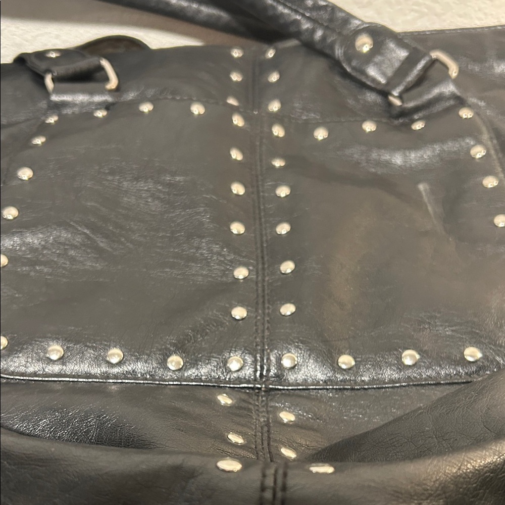 Black Studded Leather Tote - Picture 7 of 12